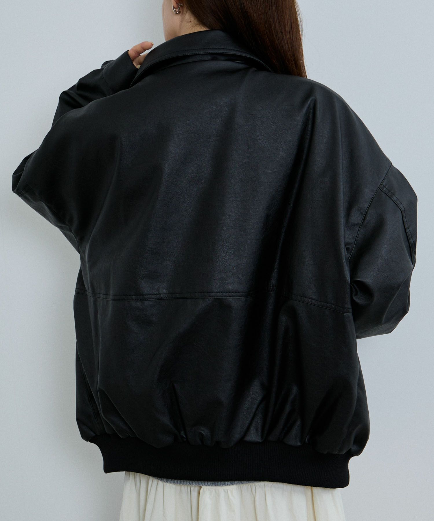 [最終さらに50%OFF]nAvy  レザー調ブルゾン レディース商品画像-8