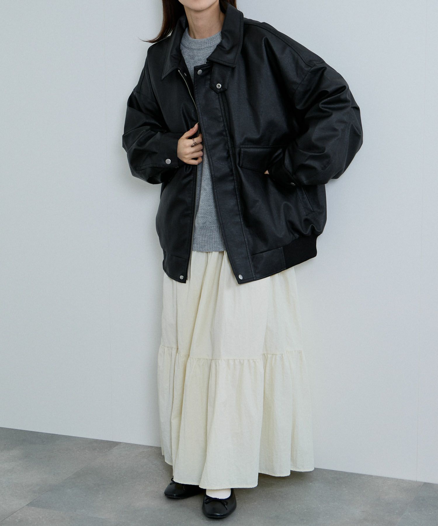 nAvy レザー調ブルゾン レディース商品画像-9