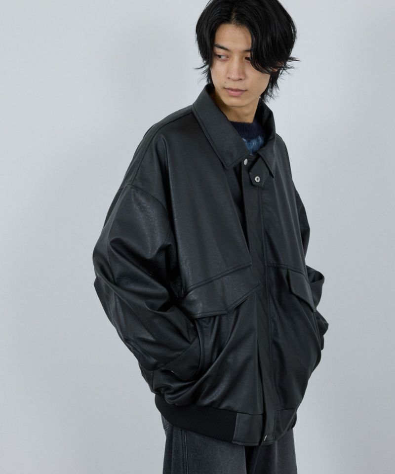 [値下げ]nAvy  レザー調ブルゾン レディース商品画像-11