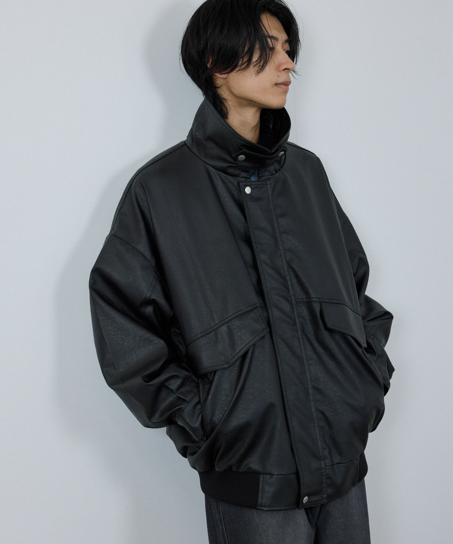 [最終さらに50%OFF]nAvy  レザー調ブルゾン レディース商品画像-12