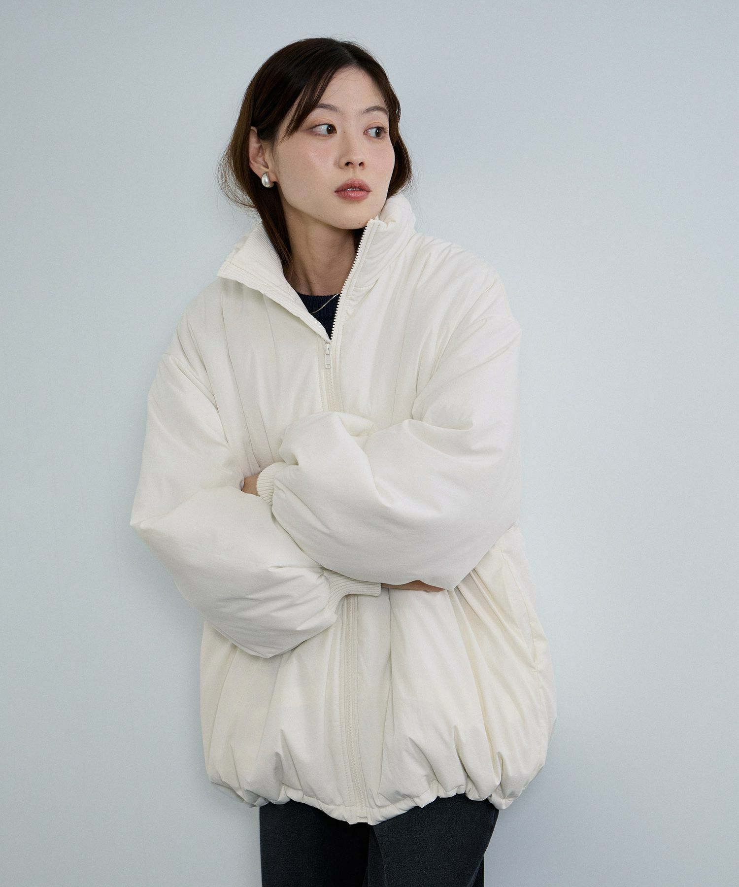 [値下げ]NAVY 中綿スタンドコート レディース商品画像-14