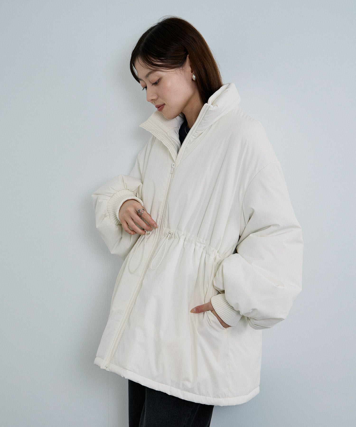 [値下げ]NAVY 中綿スタンドコート レディース商品画像-19