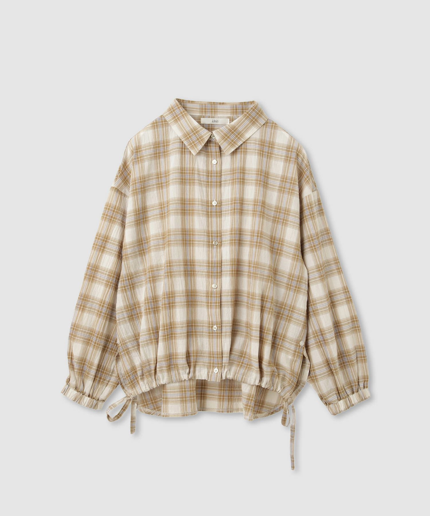 Idnes  ドロストチェックシャツ レディース商品画像-1