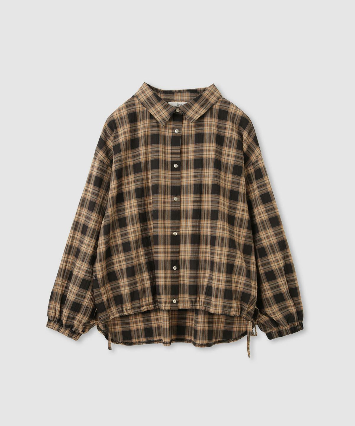 Idnes ドロストチェックシャツ レディース