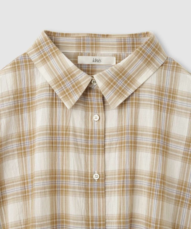 Idnes  ドロストチェックシャツ レディース商品画像-4