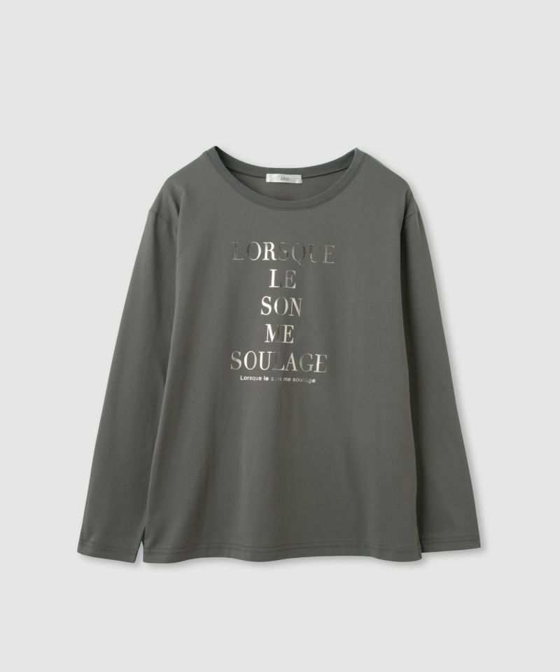 Idnes  箔ロゴプリントロングスリーブTシャツ レディース メール便 対応商品商品画像-2
