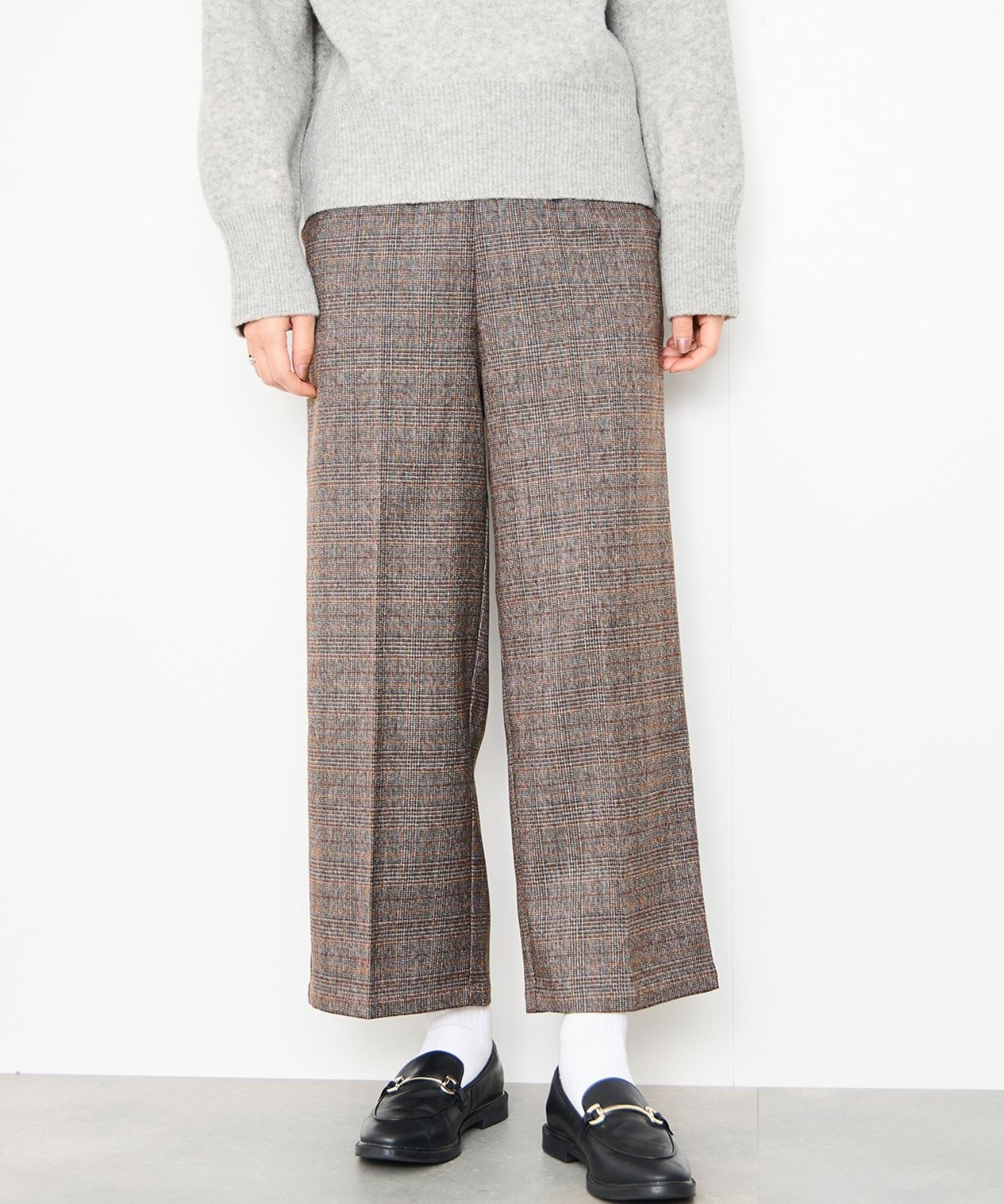 Idnes グレンチェックパンツ レディース