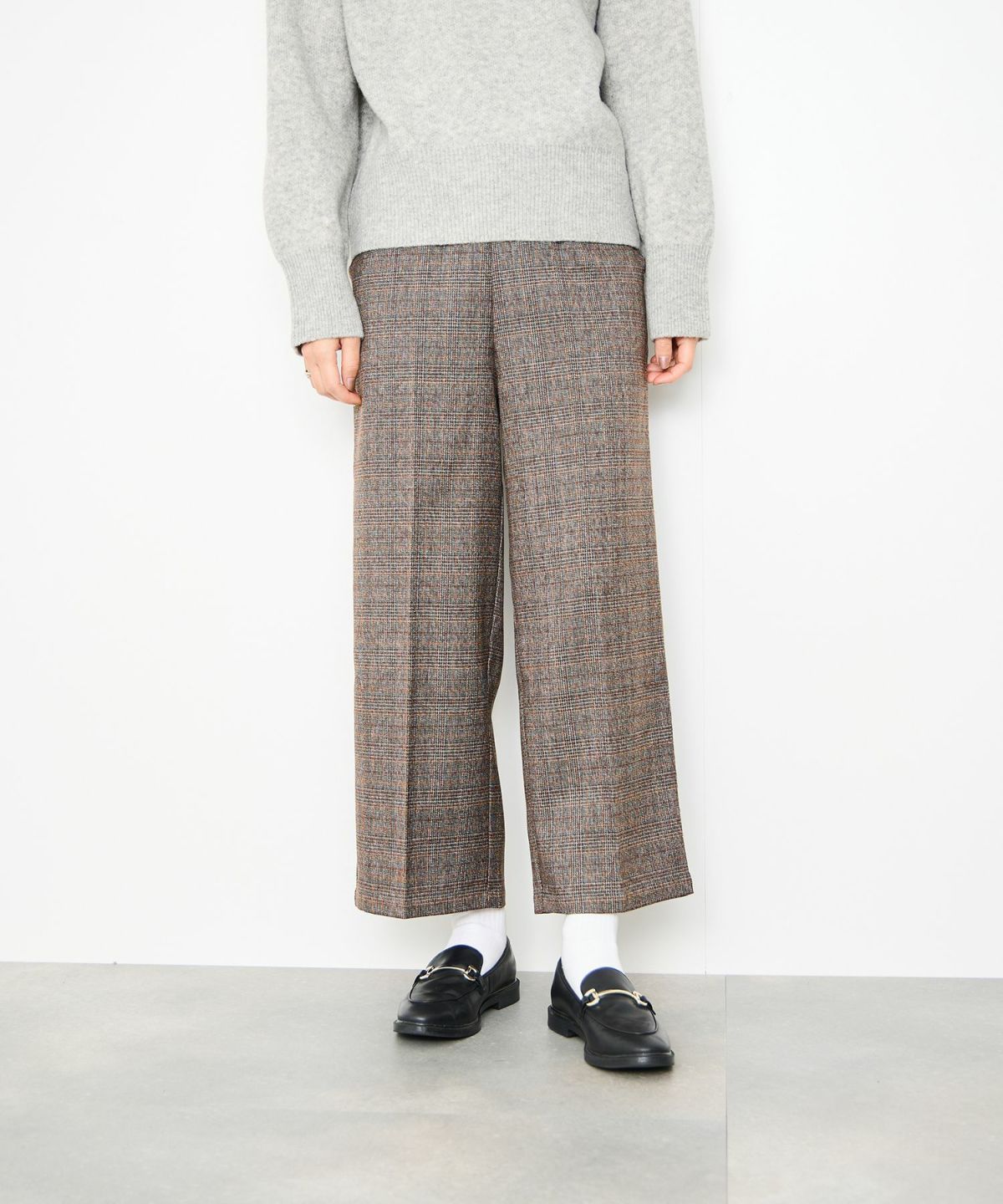 Idnes グレンチェックパンツ レディース