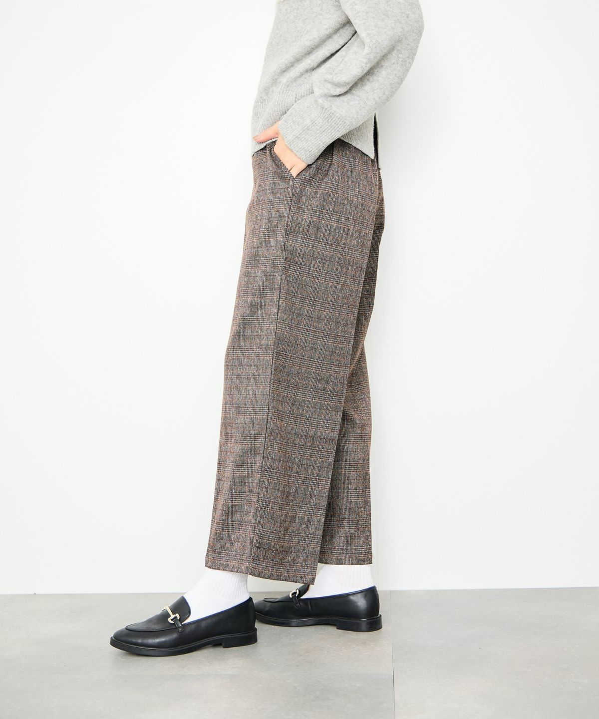 Idnes グレンチェックパンツ レディース
