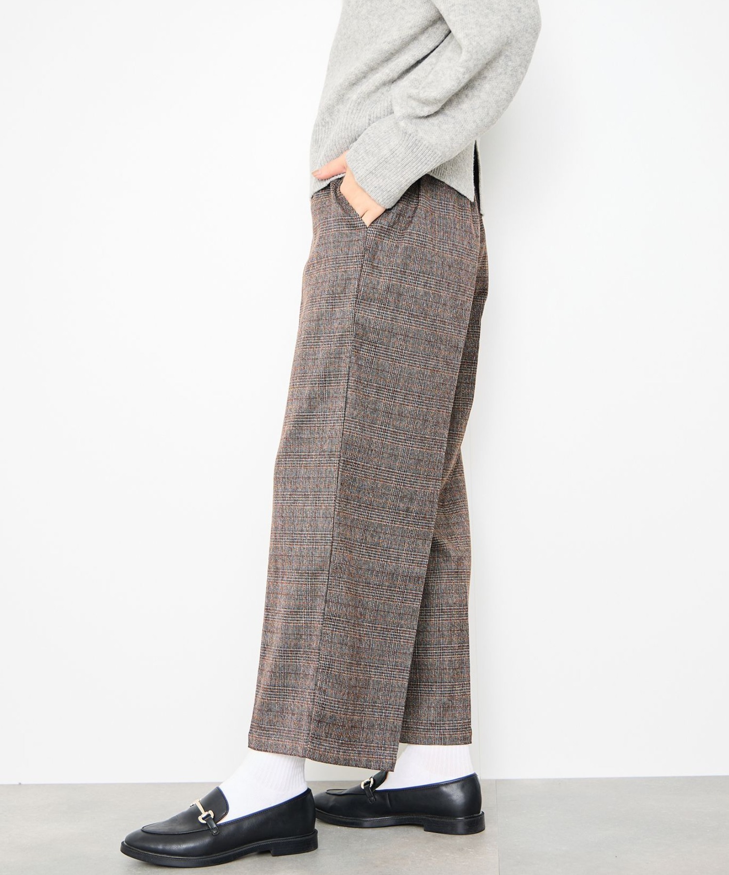 Idnes グレンチェックパンツ レディース