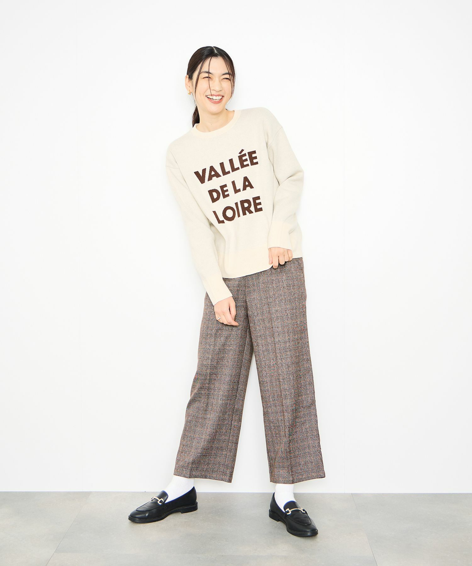Idnes グレンチェックパンツ レディース