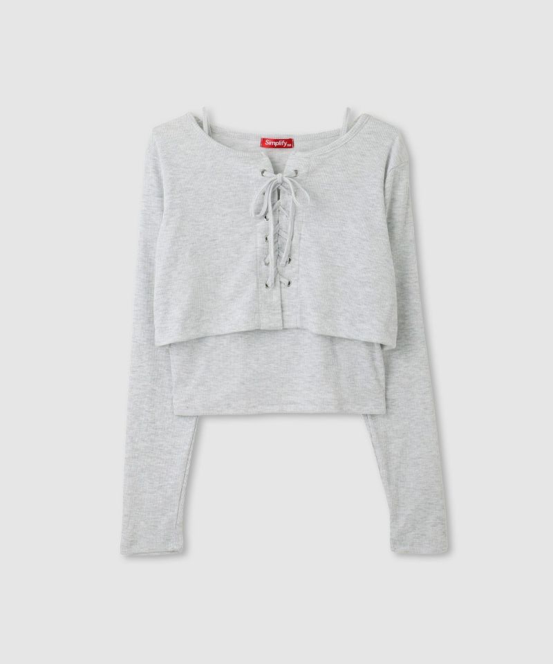 Simplify  レースアッププルオーバーアンサンブル キッズ メール便 対応商品商品画像-1