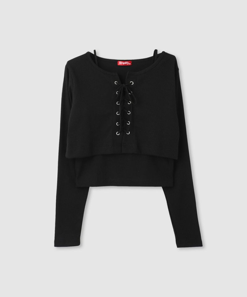 Simplify  レースアッププルオーバーアンサンブル キッズ メール便 対応商品商品画像-2