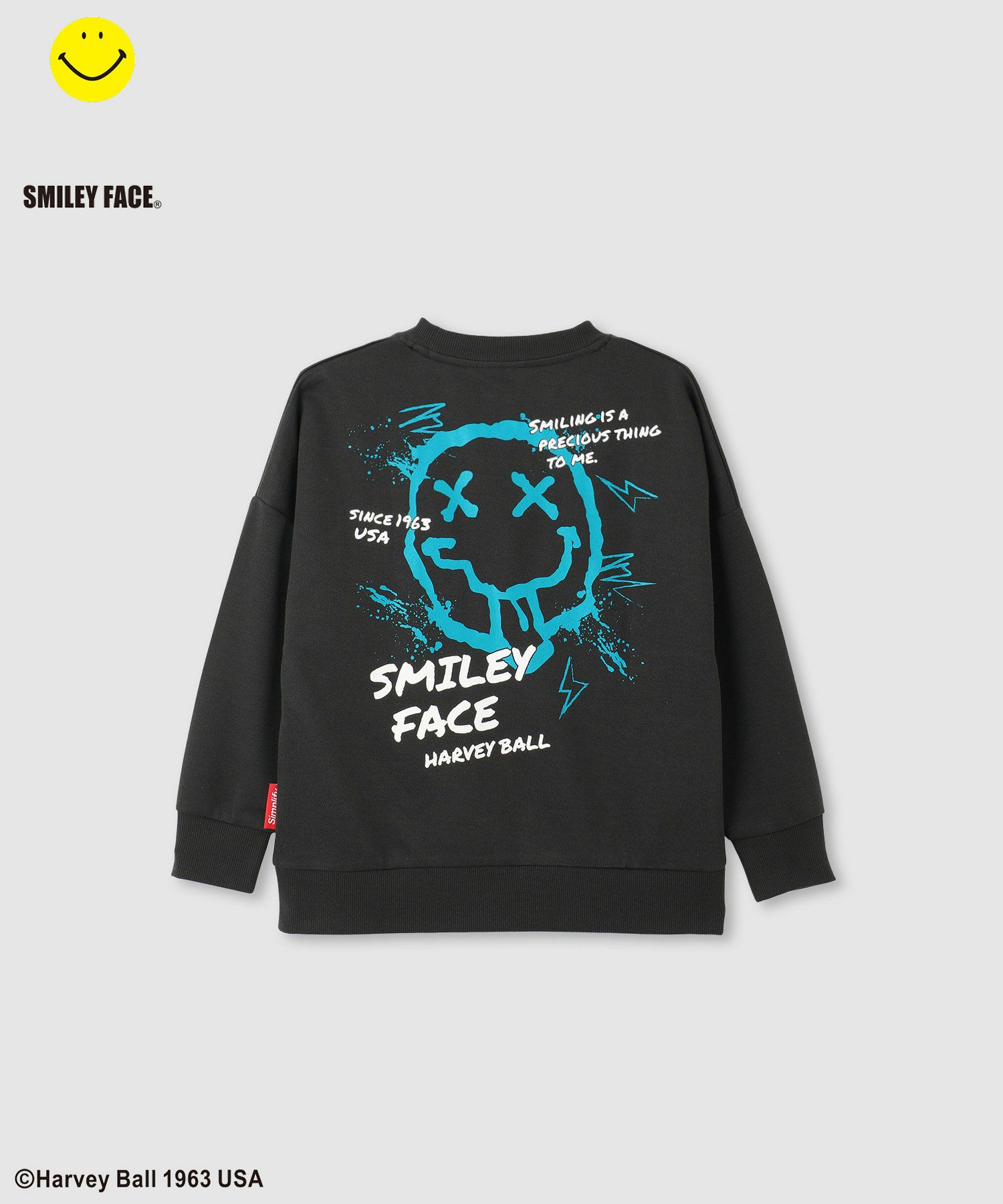 Simplify スマイリーフェイス ポンチ素材プリントビッグトレーナー キッズ