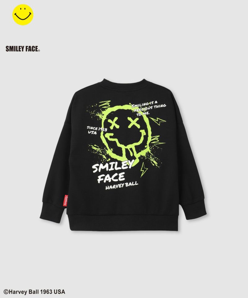 Simplify スマイリーフェイス ポンチ素材プリントビッグトレーナー キッズ商品画像-2