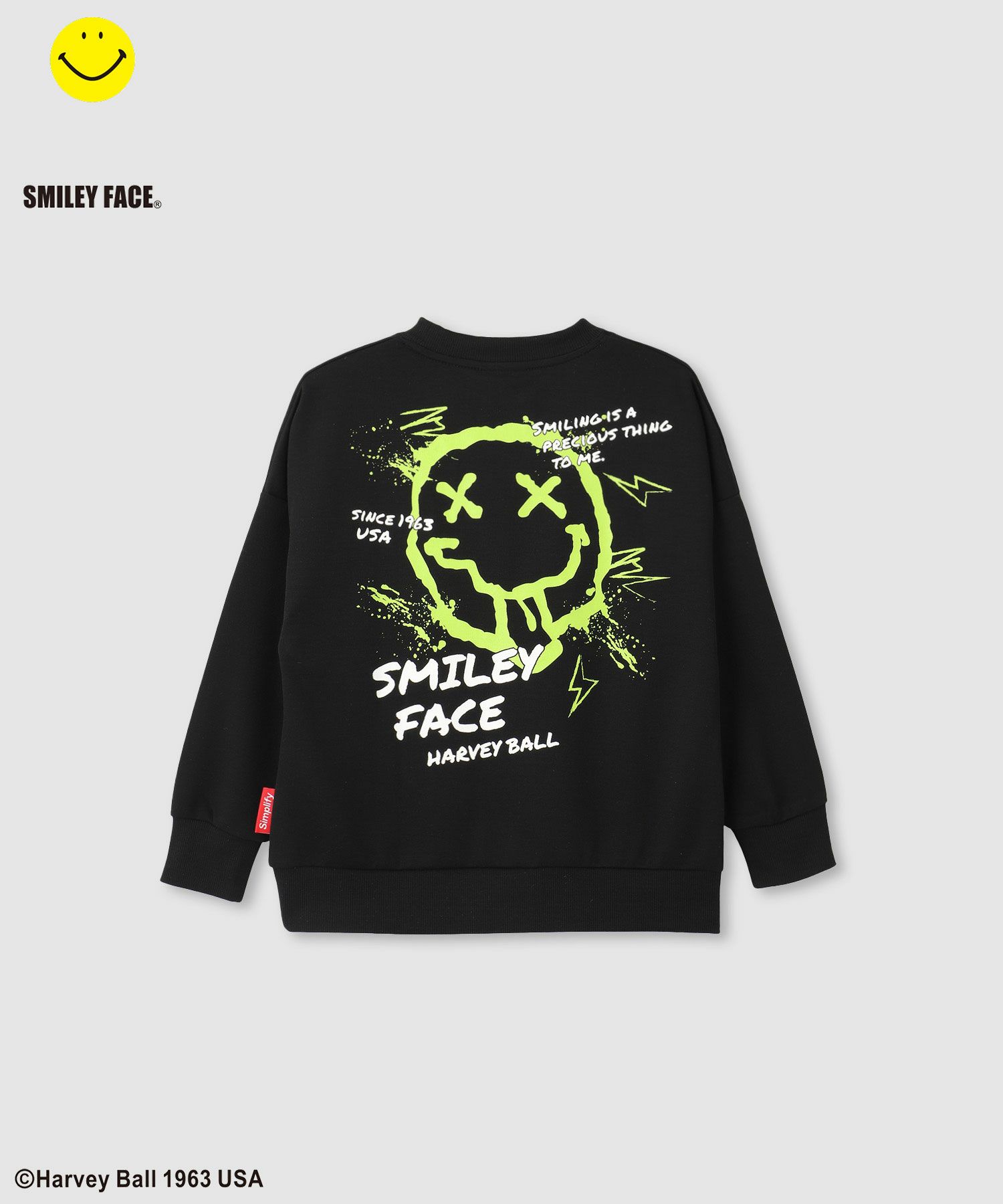 Simplify  スマイリーフェイス ポンチ素材プリントビッグトレーナー キッズ商品サムネイル-2