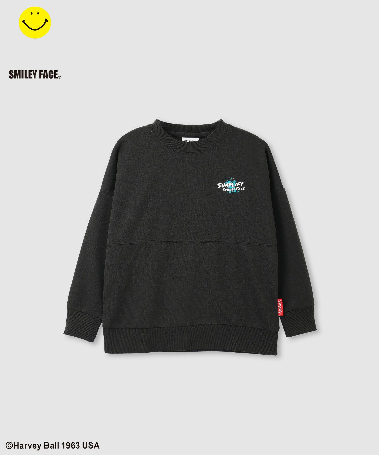 Simplify  スマイリーフェイス ポンチ素材プリントビッグトレーナー キッズ商品サムネイル-3