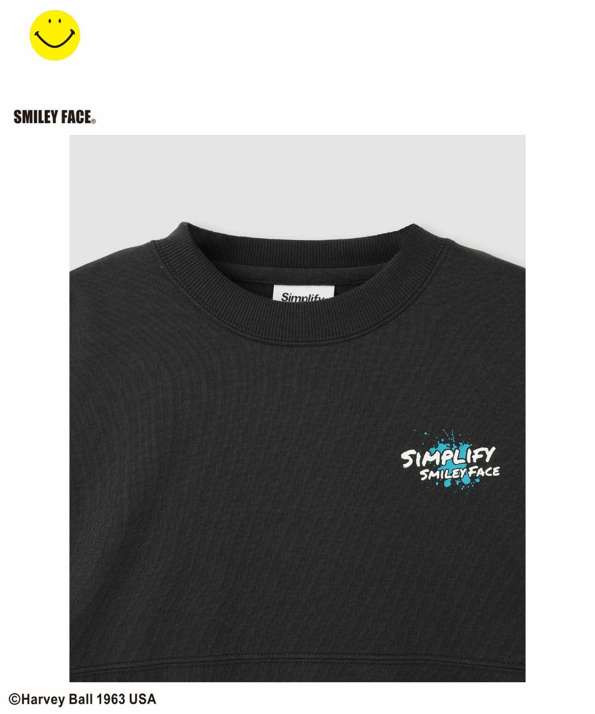 Simplify スマイリーフェイス ポンチ素材プリントビッグトレーナー キッズ