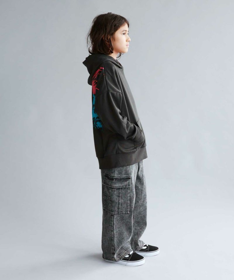 Simplify  スマイリーフェイス ポンチ素材プリントビッグパーカー キッズ商品画像-6