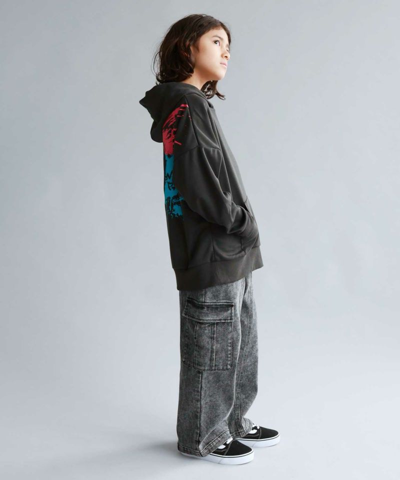 Simplify  スマイリーフェイス ポンチ素材プリントビッグパーカー キッズ商品画像-10