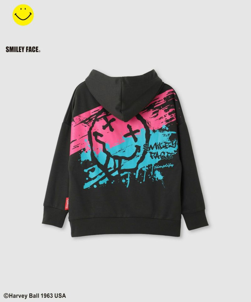 Simplify  スマイリーフェイス ポンチ素材プリントビッグパーカー キッズ商品画像-12