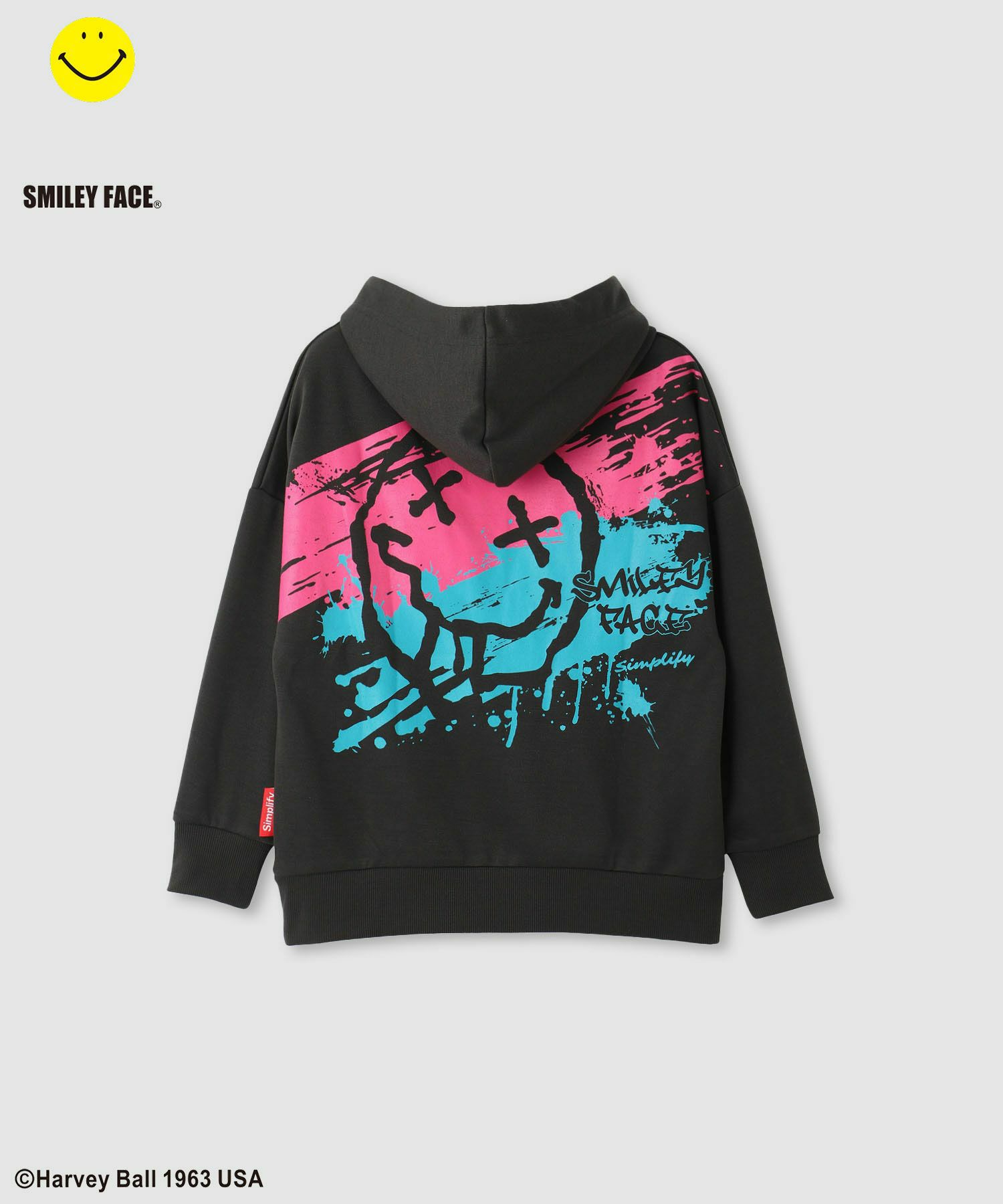 Simplify  スマイリーフェイス ポンチ素材プリントビッグパーカー キッズ商品画像-12