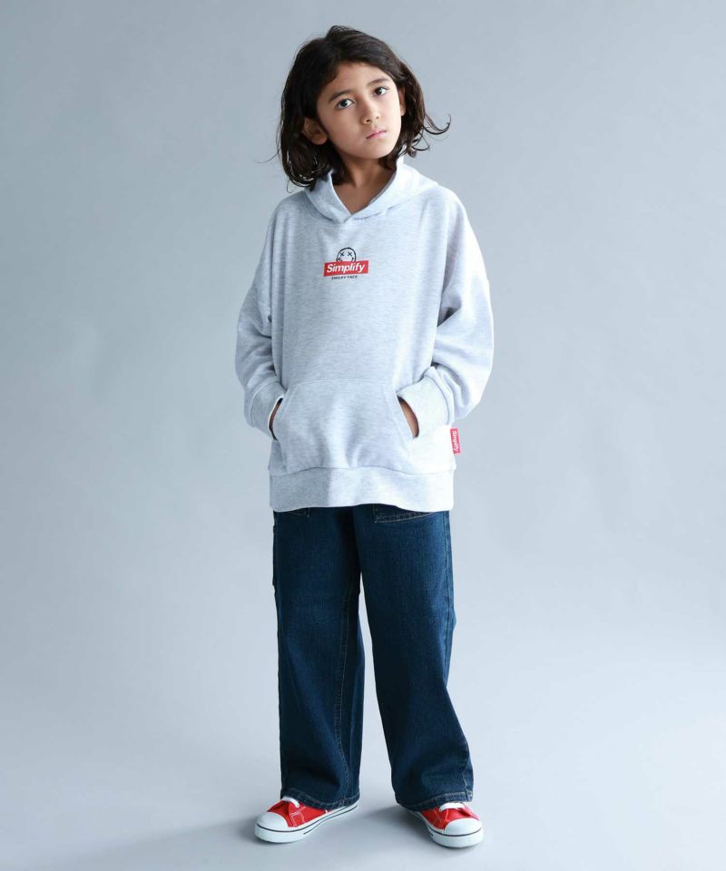 Simplify  スマイリーフェイス ポンチ素材プリントビッグパーカー キッズ商品画像-4