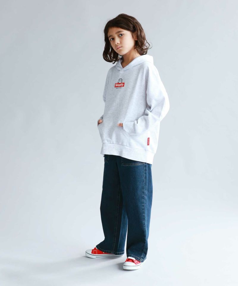 Simplify  スマイリーフェイス ポンチ素材プリントビッグパーカー キッズ商品画像-8
