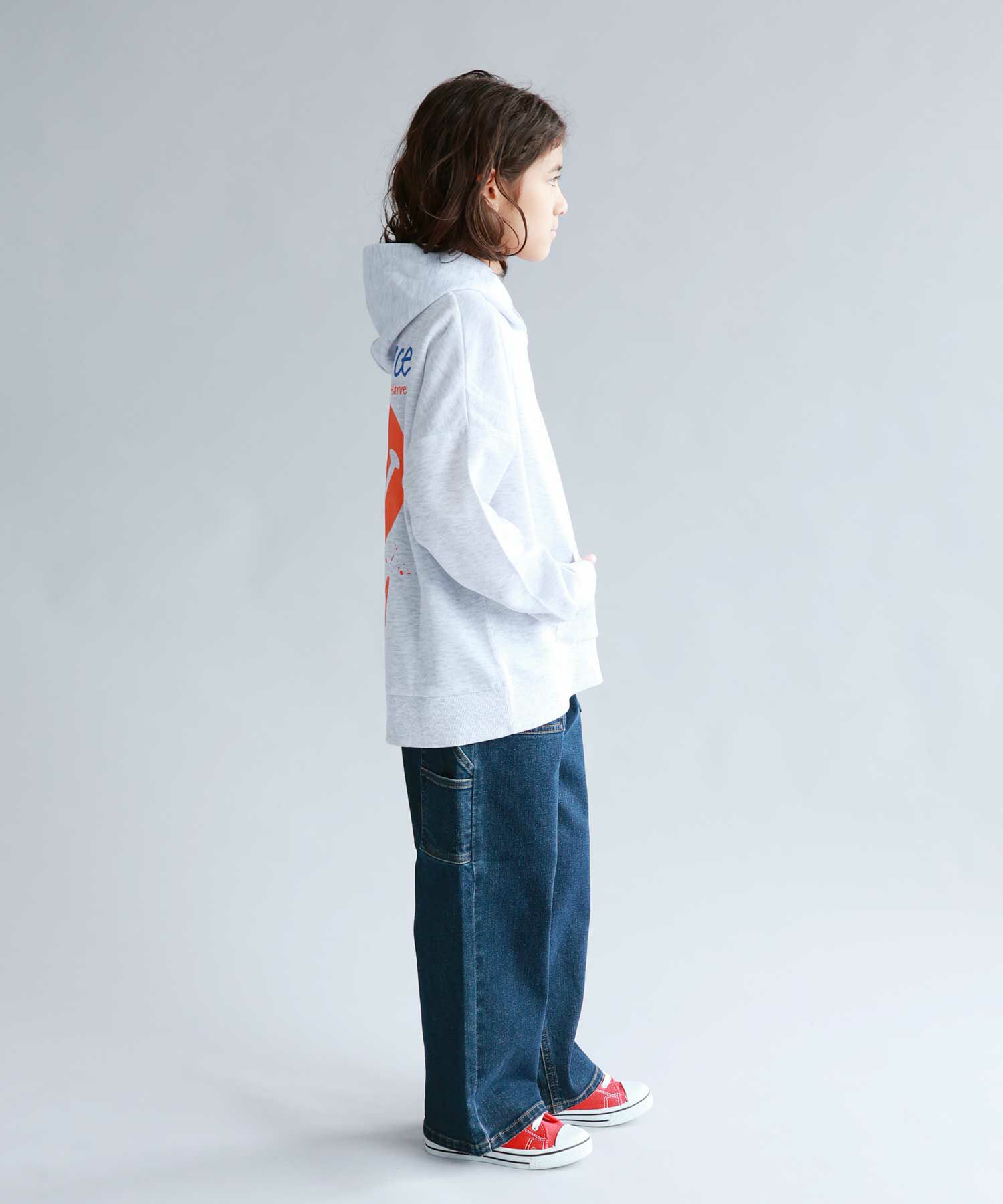 Simplify  スマイリーフェイス ポンチ素材プリントビッグパーカー キッズ商品画像-10