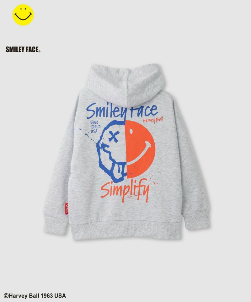 Simplify  スマイリーフェイス ポンチ素材プリントビッグパーカー キッズ商品画像-12