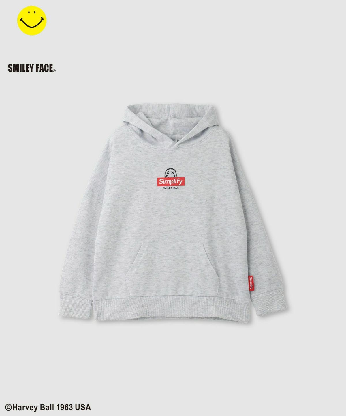 Simplify スマイリーフェイス ポンチ素材プリントビッグパーカー キッズ