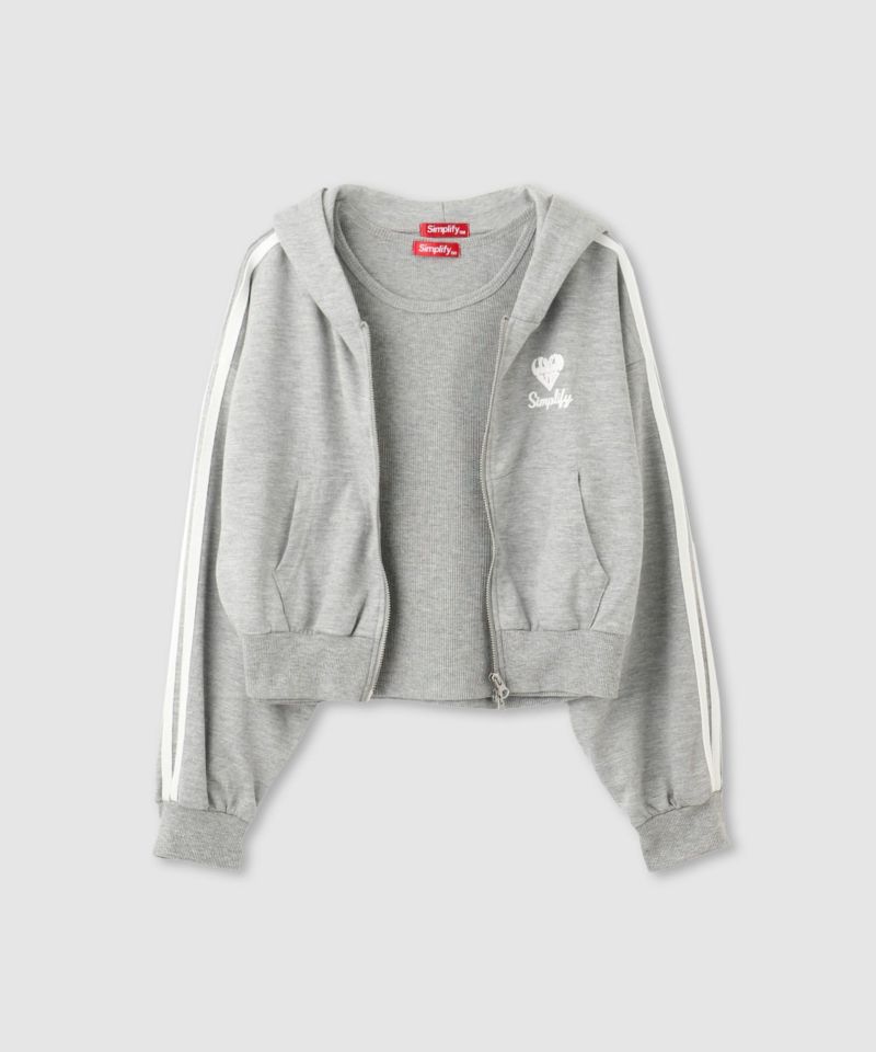 Simplify  ポンチ素材 短丈ZIPパーカーアンサンブル キッズ商品画像-1