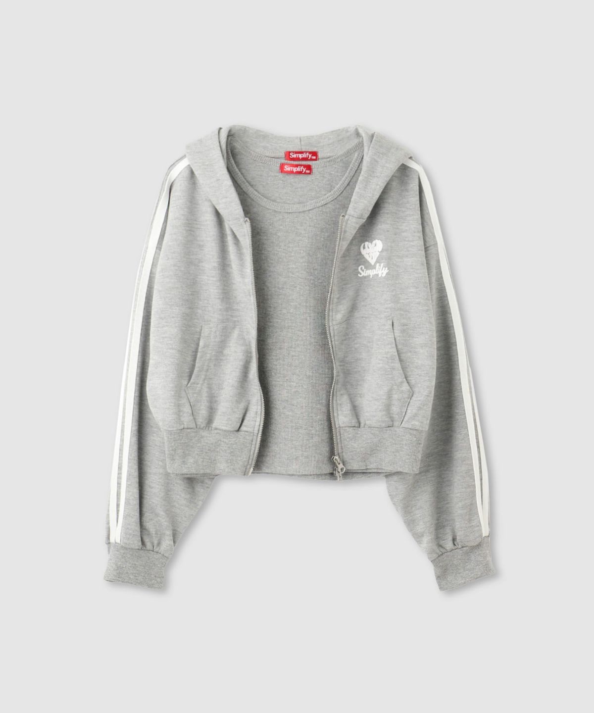 Simplify ポンチ素材 短丈ZIPパーカーアンサンブル キッズ