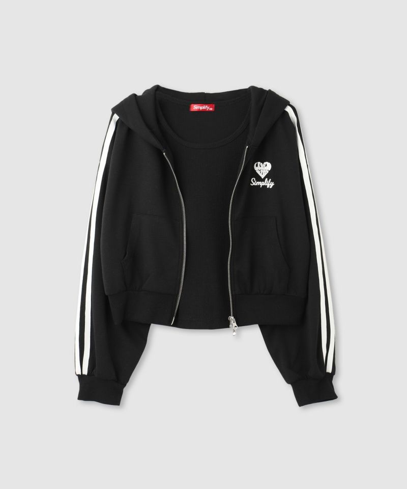 Simplify  ポンチ素材 短丈ZIPパーカーアンサンブル キッズ商品画像-2