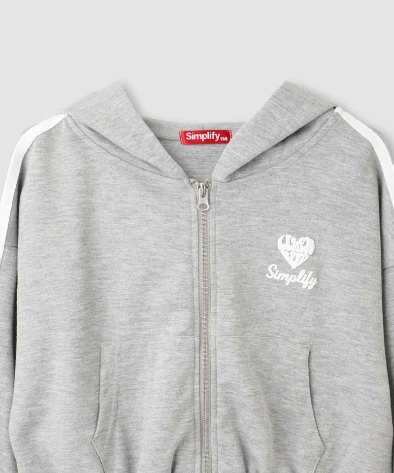 Simplify  ポンチ素材 短丈ZIPパーカーアンサンブル キッズ商品画像-5
