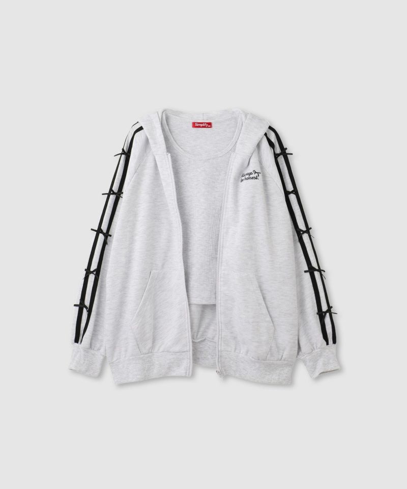 Simplify  ポンチ素材 ZIPパーカーアンサンブル キッズ商品画像-2