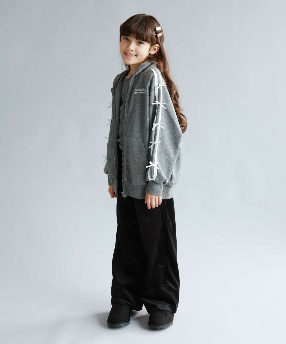 Simplify ポンチ素材 ZIPパーカーアンサンブル キッズ