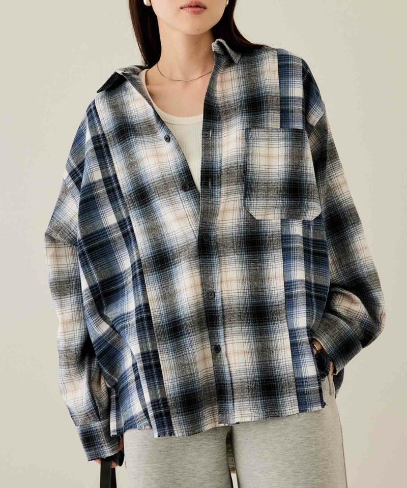 [値下げ]nAvy  オンブレ切替ネルシャツ レディース商品画像-1