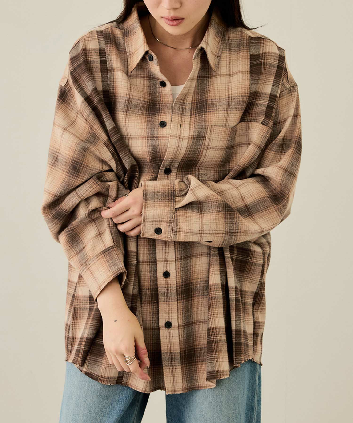 nAvy  オンブレ切替ネルシャツ レディース商品画像-3