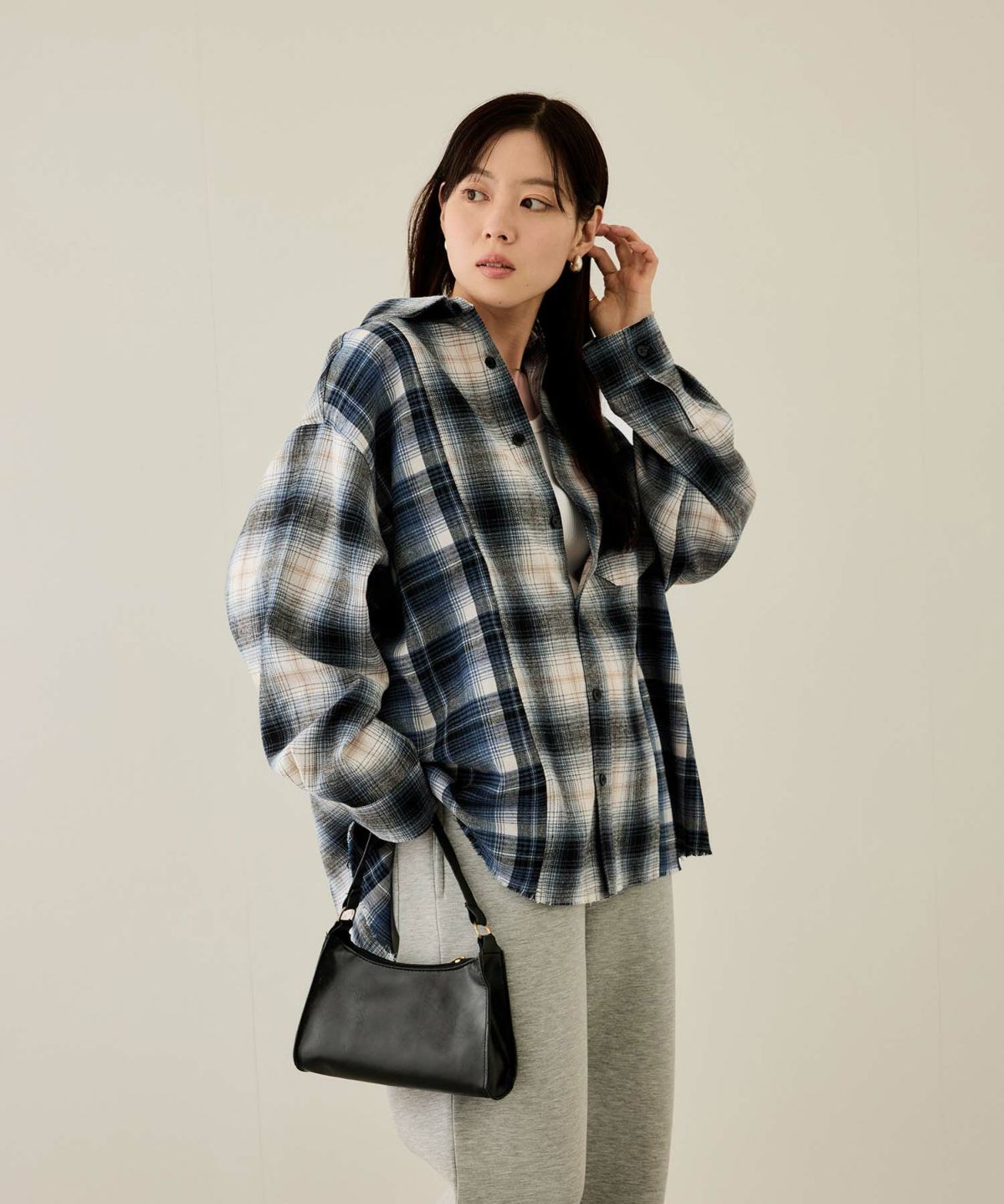 nAvy オンブレ切替ネルシャツ レディース