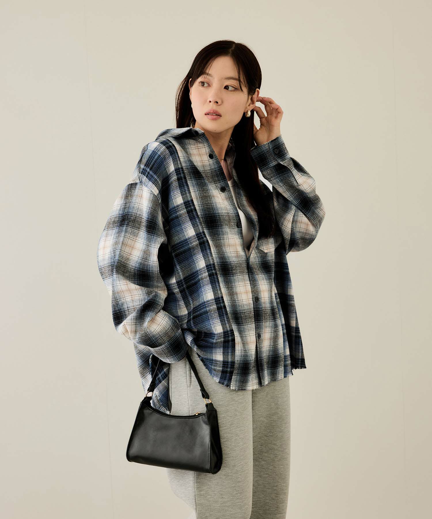 nAvy オンブレ切替ネルシャツ レディース