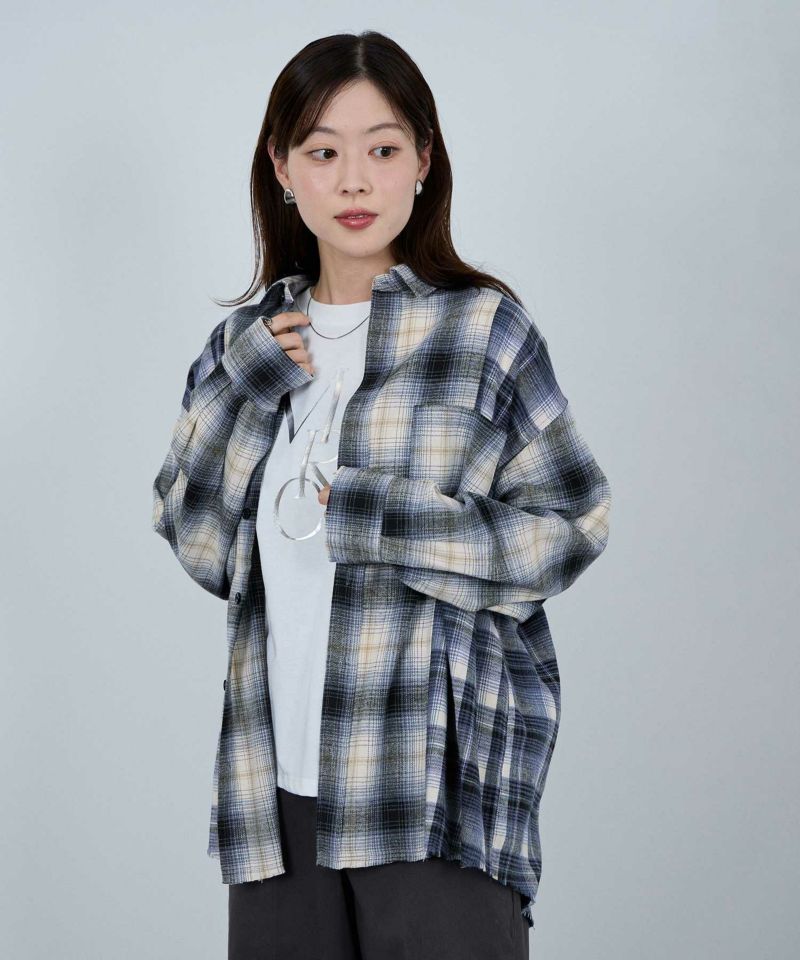 nAvy  オンブレ切替ネルシャツ レディース商品画像-6