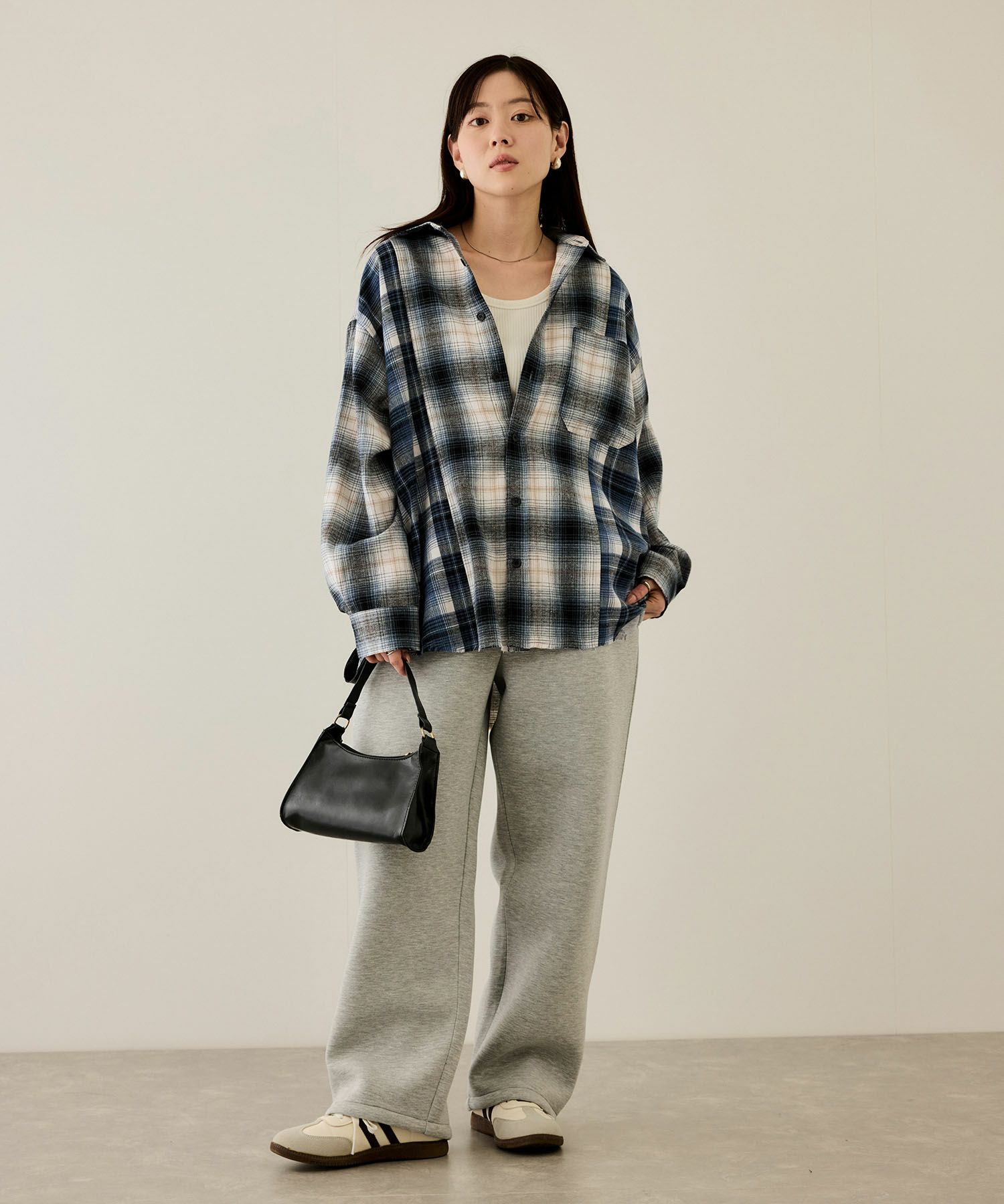 nAvy オンブレ切替ネルシャツ レディース