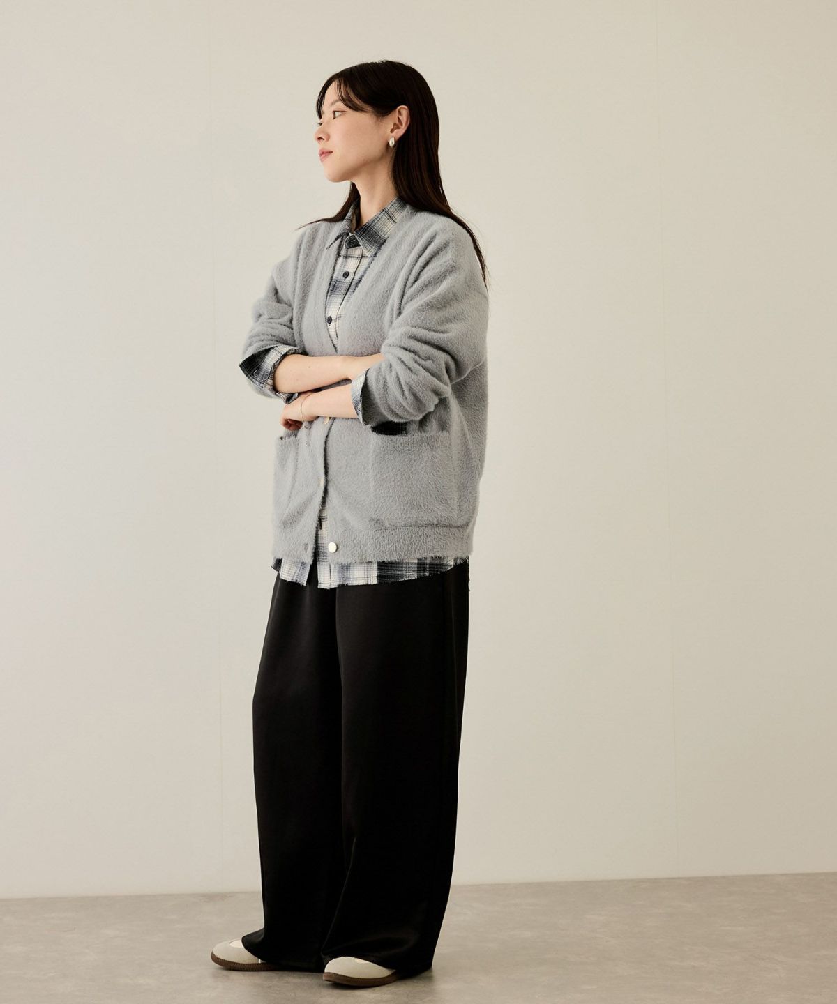 nAvy オンブレ切替ネルシャツ レディース