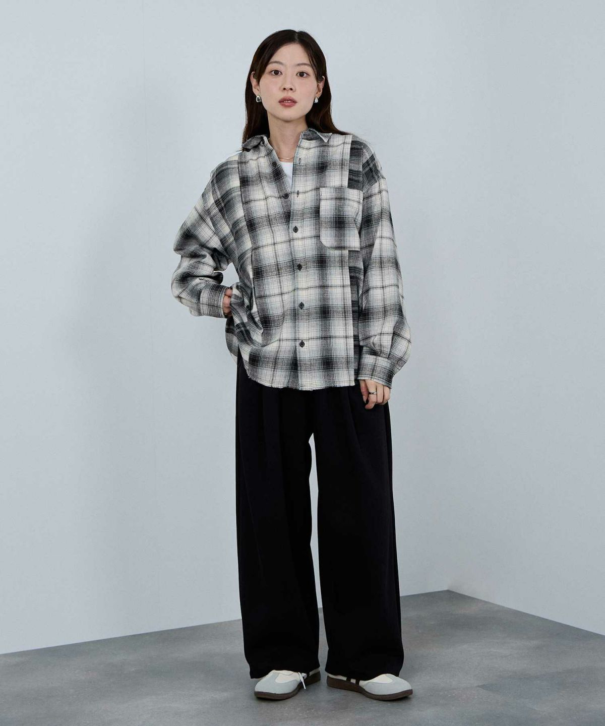 nAvy オンブレ切替ネルシャツ レディース