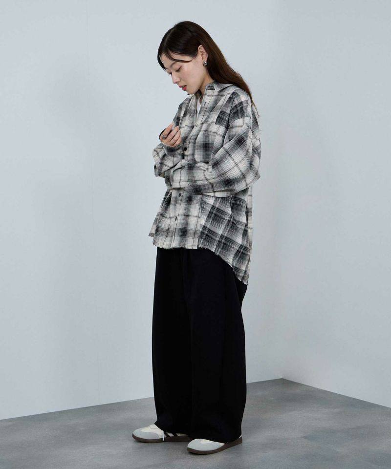 nAvy オンブレ切替ネルシャツ レディース