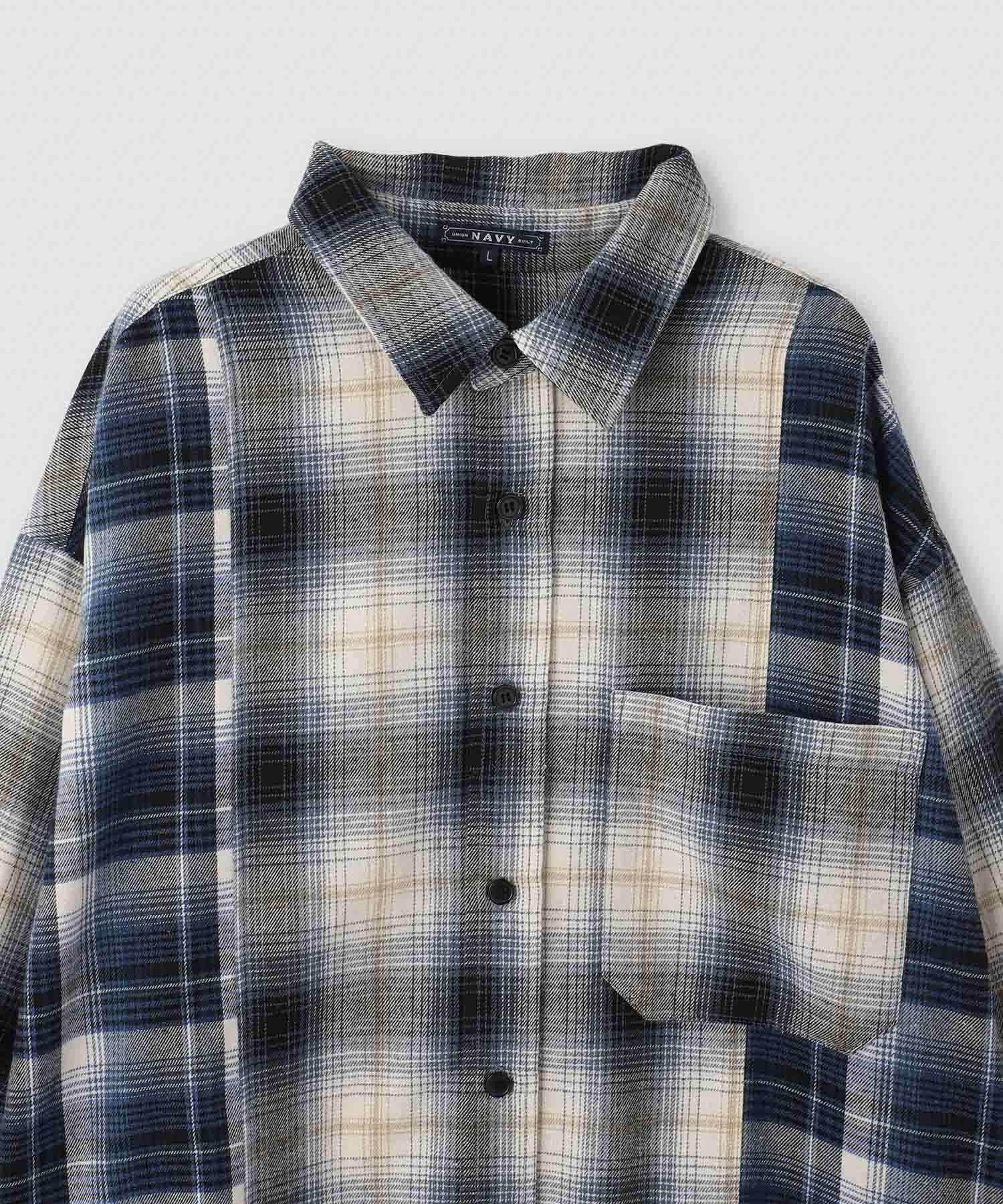 nAvy オンブレ切替ネルシャツ レディース