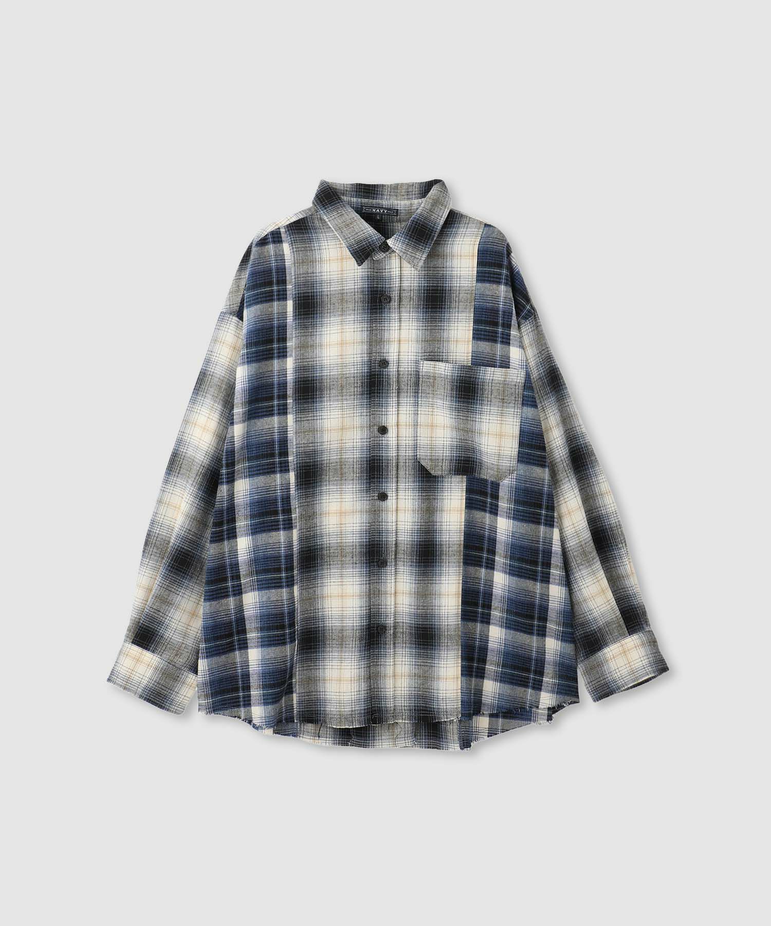 nAvy オンブレ切替ネルシャツ レディース