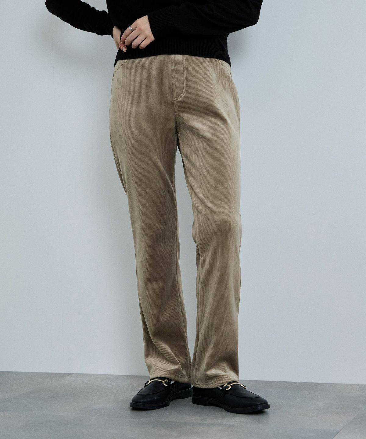 nAvy MAC HEAT コーデュロイ裏ベロアストレートパンツ レディース