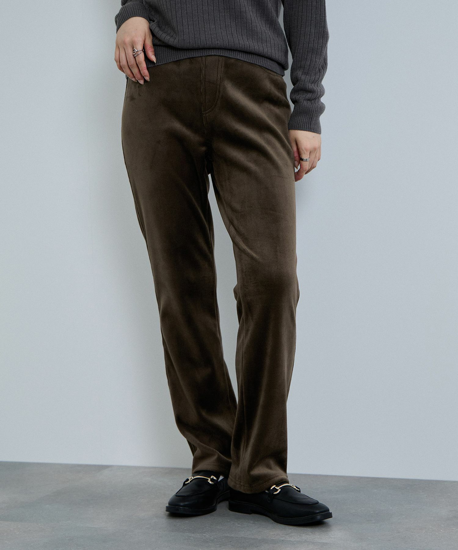 nAvy  MAC HEAT コーデュロイ裏ベロアストレートパンツ レディース商品サムネイル-3
